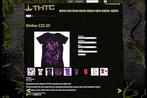 Screenshot from the THTC online t-shirt store